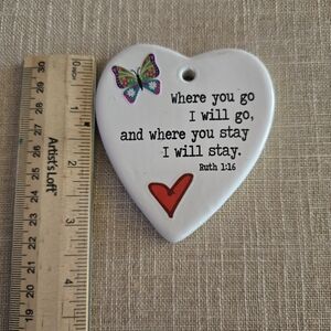 Heart-Shaped Ceramic Ornament with Inspirational Quote